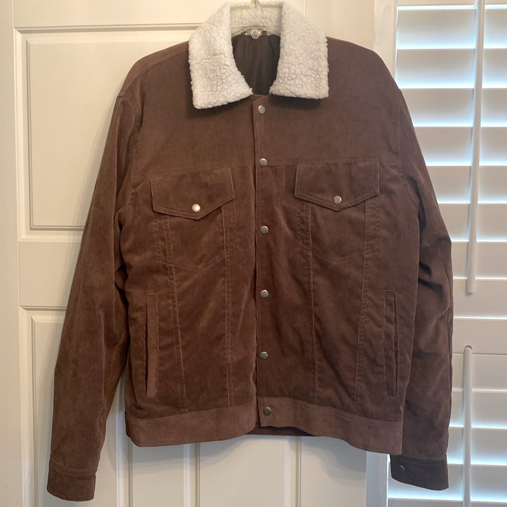 Brown Jacket. Corduroy style with fur neck. Yellowstone